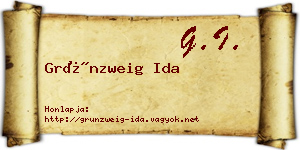 Grünzweig Ida névjegykártya